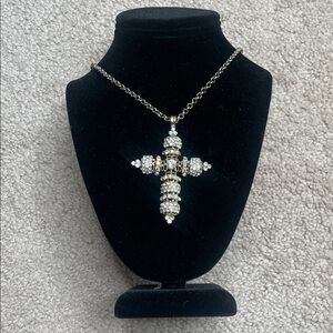 Elegant Gold and Silver Cross Pendant Necklace